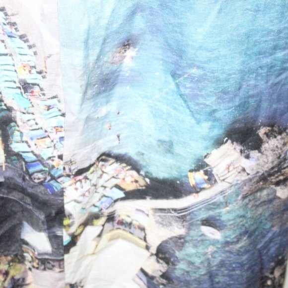 Lafayette 148 New York 100% Linen Beach Scene Shift Sheath Dress Size 14 H13021 - Picture 7 of 9